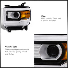 Load image into Gallery viewer, GMC Sierra 1500 2014-2018 / Sierra 2500HD 3500HD 2015-2019 Factory Style Projector Headlights Black Housing Clear Len Amber Reflector (Halogen Models Only)