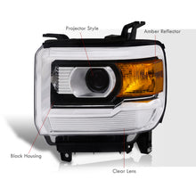 Load image into Gallery viewer, GMC Sierra 1500 2014-2018 / Sierra 2500HD 3500HD 2015-2019 Factory Style Projector Headlights Black Housing Clear Len Amber Reflector (Halogen Models Only)