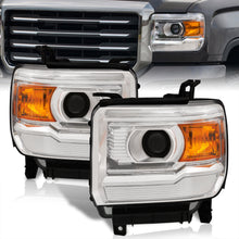 Load image into Gallery viewer, GMC Sierra 1500 2014-2018 / Sierra 2500HD 3500HD 2015-2019 Factory Style Projector Headlights Chrome Housing Clear Len Amber Reflector (Halogen Models Only)