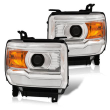 Load image into Gallery viewer, GMC Sierra 1500 2014-2018 / Sierra 2500HD 3500HD 2015-2019 Factory Style Projector Headlights Chrome Housing Clear Len Amber Reflector (Halogen Models Only)