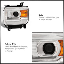 Load image into Gallery viewer, GMC Sierra 1500 2014-2018 / Sierra 2500HD 3500HD 2015-2019 Factory Style Projector Headlights Chrome Housing Clear Len Amber Reflector (Halogen Models Only)