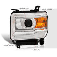 Load image into Gallery viewer, GMC Sierra 1500 2014-2018 / Sierra 2500HD 3500HD 2015-2019 Factory Style Projector Headlights Chrome Housing Clear Len Amber Reflector (Halogen Models Only)