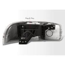 Load image into Gallery viewer, GMC Sierra 1500 1999-2007 / Sierra 2500 1999-2004 / Sierra 1500HD 2500HD 3500 2001-2007 / Yukon 1999-2006 / Yukon XL 1500 2500 2000-2006 Factory Style Headlights Black Housing Clear Len Amber Reflector