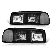 Load image into Gallery viewer, GMC Sierra 1500 1999-2007 / Sierra 2500 1999-2004 / Sierra 1500HD 2500HD 3500 2001-2007 / Yukon 1999-2006 / Yukon XL 1500 2500 2000-2006 Factory Style Headlights Black Housing Clear Len Clear Reflector