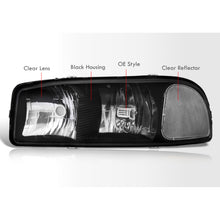 Load image into Gallery viewer, GMC Sierra 1500 1999-2007 / Sierra 2500 1999-2004 / Sierra 1500HD 2500HD 3500 2001-2007 / Yukon 1999-2006 / Yukon XL 1500 2500 2000-2006 Factory Style Headlights Black Housing Clear Len Clear Reflector