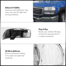 Load image into Gallery viewer, GMC Sierra 1500 1999-2007 / Sierra 2500 1999-2004 / Sierra 1500HD 2500HD 3500 2001-2007 / Yukon 1999-2006 / Yukon XL 1500 2500 2000-2006 Factory Style Headlights Chrome Housing Clear Len Clear Reflector