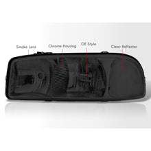 Load image into Gallery viewer, GMC Sierra 1500 1999-2007 / Sierra 2500 1999-2004 / Sierra 1500HD 2500HD 3500 2001-2007 / Yukon 1999-2006 / Yukon XL 1500 2500 2000-2006 Factory Style Headlights Chrome Housing Smoke Len Clear Reflector