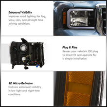 Load image into Gallery viewer, GMC Sierra 1500 2007-2013 / 2500HD 3500HD 2007-2014 LED DRL Bar Factory Style Headlights Black Housing Clear Len Amber Reflector