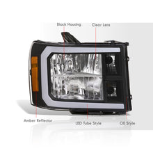 Load image into Gallery viewer, GMC Sierra 1500 2007-2013 / 2500HD 3500HD 2007-2014 LED DRL Bar Factory Style Headlights Black Housing Clear Len Amber Reflector