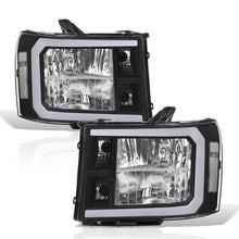 Load image into Gallery viewer, GMC Sierra 1500 2007-2013 / 2500HD 3500HD 2007-2014 LED DRL Bar Factory Style Headlights Black Housing Clear Len Clear Reflector