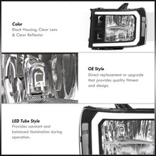 Load image into Gallery viewer, GMC Sierra 1500 2007-2013 / 2500HD 3500HD 2007-2014 LED DRL Bar Factory Style Headlights Black Housing Clear Len Clear Reflector