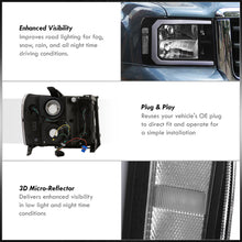 Load image into Gallery viewer, GMC Sierra 1500 2007-2013 / 2500HD 3500HD 2007-2014 LED DRL Bar Factory Style Headlights Black Housing Clear Len Clear Reflector