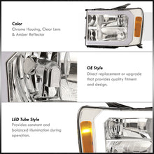 Load image into Gallery viewer, GMC Sierra 1500 2007-2013 / 2500HD 3500HD 2007-2014 LED DRL Bar Factory Style Headlights Chrome Housing Clear Len Amber Reflector