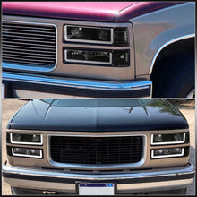 Load image into Gallery viewer, GMC C/K 1500 2500 3500 1994-2000 LED DRL Bar Projector Headlights + Bumpers + Corners Black Housing Clear Len Clear Reflector