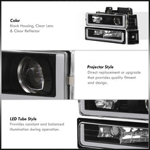 Load image into Gallery viewer, GMC C/K 1500 2500 3500 1994-2000 LED DRL Bar Projector Headlights + Bumpers + Corners Black Housing Clear Len Clear Reflector