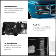 Load image into Gallery viewer, GMC C/K 1500 2500 3500 1994-2000 LED DRL Bar Projector Headlights + Bumpers + Corners Black Housing Clear Len Clear Reflector