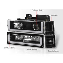 Load image into Gallery viewer, GMC C/K 1500 2500 3500 1994-2000 LED DRL Bar Projector Headlights + Bumpers + Corners Black Housing Clear Len Clear Reflector