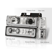 Load image into Gallery viewer, GMC C/K 1500 2500 3500 1994-2000 LED DRL Bar Projector Headlights + Bumpers + Corners Chrome Housing Clear Len Clear Reflector