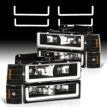 Load image into Gallery viewer, GMC C/K 1500 2500 3500 1994-2000 LED DRL Bar Factory Style Headlights + Bumpers + Corners Black Housing Clear Len Amber Reflector