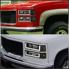 Load image into Gallery viewer, GMC C/K 1500 2500 3500 1994-2000 LED DRL Bar Factory Style Headlights + Bumpers + Corners Black Housing Clear Len Amber Reflector