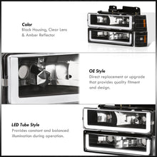 Load image into Gallery viewer, GMC C/K 1500 2500 3500 1994-2000 LED DRL Bar Factory Style Headlights + Bumpers + Corners Black Housing Clear Len Amber Reflector