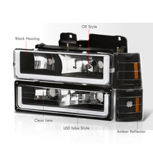 Load image into Gallery viewer, GMC C/K 1500 2500 3500 1994-2000 LED DRL Bar Factory Style Headlights + Bumpers + Corners Black Housing Clear Len Amber Reflector
