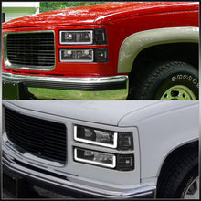Load image into Gallery viewer, GMC C/K 1500 2500 3500 1994-2000 LED DRL Bar Factory Style Headlights + Bumpers + Corners Black Housing Clear Len Clear Reflector