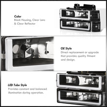 Load image into Gallery viewer, GMC C/K 1500 2500 3500 1994-2000 LED DRL Bar Factory Style Headlights + Bumpers + Corners Black Housing Clear Len Clear Reflector