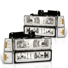 Load image into Gallery viewer, GMC C/K 1500 2500 3500 1994-2000 LED DRL Bar Factory Style Headlights + Bumpers + Corners Chrome Housing Clear Len Amber Reflector