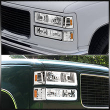 Load image into Gallery viewer, GMC C/K 1500 2500 3500 1994-2000 LED DRL Bar Factory Style Headlights + Bumpers + Corners Chrome Housing Clear Len Amber Reflector