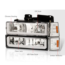 Load image into Gallery viewer, GMC C/K 1500 2500 3500 1994-2000 LED DRL Bar Factory Style Headlights + Bumpers + Corners Chrome Housing Clear Len Amber Reflector