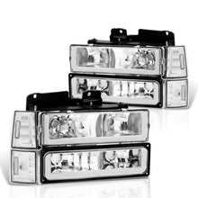 Load image into Gallery viewer, GMC C/K 1500 2500 3500 1994-2000 LED DRL Bar Factory Style Headlights + Bumpers + Corners Chrome Housing Clear Len Clear Reflector