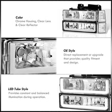 Load image into Gallery viewer, GMC C/K 1500 2500 3500 1994-2000 LED DRL Bar Factory Style Headlights + Bumpers + Corners Chrome Housing Clear Len Clear Reflector