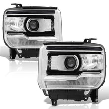 Load image into Gallery viewer, GMC Sierra 1500 2014-2018 / Sierra 2500HD 3500HD 2015-2019 LED DRL Bar Factory Style Projector Headlights Black Housing Clear Len Clear Reflector (Halogen Models Only)