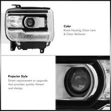 Load image into Gallery viewer, GMC Sierra 1500 2014-2018 / Sierra 2500HD 3500HD 2015-2019 LED DRL Bar Factory Style Projector Headlights Black Housing Clear Len Clear Reflector (Halogen Models Only)