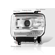 Load image into Gallery viewer, GMC Sierra 1500 2014-2018 / Sierra 2500HD 3500HD 2015-2019 LED DRL Bar Factory Style Projector Headlights Chrome Housing Clear Len Clear Reflector (Halogen Models Only)