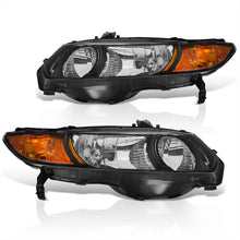 Load image into Gallery viewer, Honda Civic Coupe 2006-2011 Factory Style Headlights Black Housing Clear Len Amber Reflector