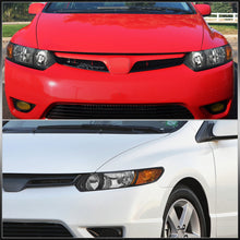 Load image into Gallery viewer, Honda Civic Coupe 2006-2011 Factory Style Headlights Black Housing Clear Len Amber Reflector