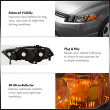 Load image into Gallery viewer, Honda Civic Coupe 2006-2011 Factory Style Headlights Black Housing Clear Len Amber Reflector