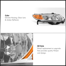 Load image into Gallery viewer, Honda Civic Coupe 2006-2011 Factory Style Headlights Chrome Housing Clear Len Amber Reflector