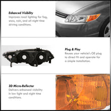 Load image into Gallery viewer, Honda Civic Coupe 2006-2011 Factory Style Headlights Chrome Housing Clear Len Amber Reflector