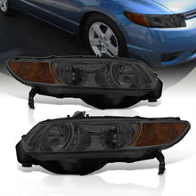 Load image into Gallery viewer, Honda Civic Coupe 2006-2011 Factory Style Headlights Chrome Housing Smoke Len Amber Reflector