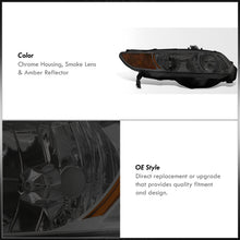 Load image into Gallery viewer, Honda Civic Coupe 2006-2011 Factory Style Headlights Chrome Housing Smoke Len Amber Reflector
