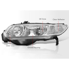 Load image into Gallery viewer, Honda Civic Coupe 2006-2011 Factory Style Headlights Chrome Housing Clear Len Clear Reflector