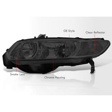 Load image into Gallery viewer, Honda Civic Coupe 2006-2011 Factory Style Headlights Chrome Housing Smoke Len Clear Reflector