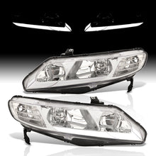 Load image into Gallery viewer, Honda Civic Sedan 2006-2011 LED DRL Bar Factory Style Headlights Chrome Housing Clear Len Clear Reflector