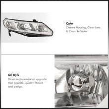 Load image into Gallery viewer, Honda Civic Sedan 2006-2011 LED DRL Bar Factory Style Headlights Chrome Housing Clear Len Clear Reflector