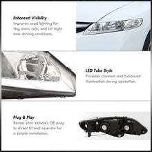 Load image into Gallery viewer, Honda Civic Sedan 2006-2011 LED DRL Bar Factory Style Headlights Chrome Housing Clear Len Clear Reflector