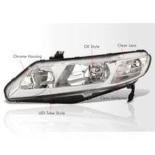 Load image into Gallery viewer, Honda Civic Sedan 2006-2011 LED DRL Bar Factory Style Headlights Chrome Housing Clear Len Clear Reflector