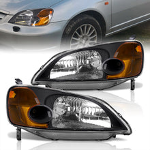 Load image into Gallery viewer, Honda Civic 2/4Door 2001-2003 Factory Style Headlights Black Housing Clear Len Amber Reflector